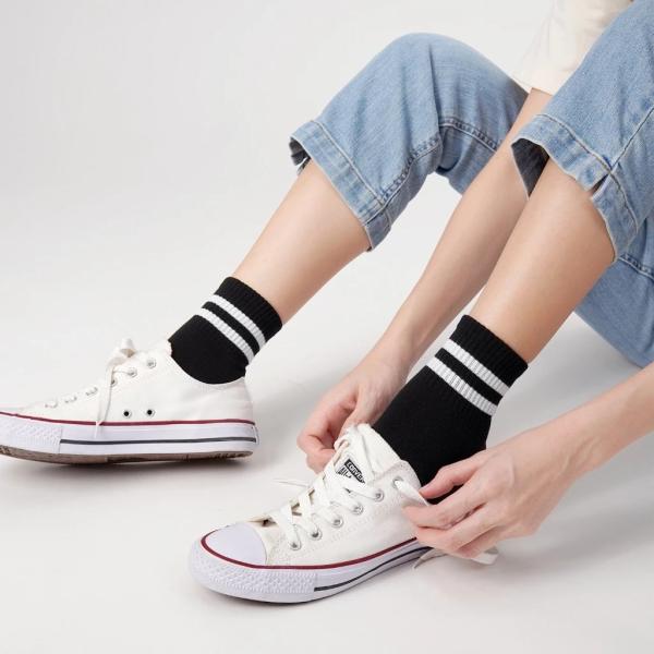 [SET 10 ĐÔI + TẶNG 1] Tất Vớ Nam Nữ 2 Sọc Trắng Đen Thế Thao Unisex Cổ Cao, Cổ Trung, Cổ Thấp LT002