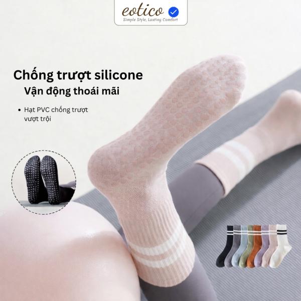 Tất Yoga Nữ 2 Sọc Nhiều Màu Thể Thao Unisex Cổ Cao LT004